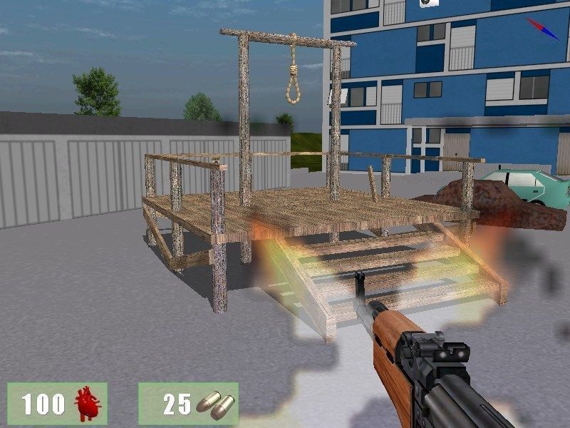 gallows wooden platform with rope Low-poly 3D model_4