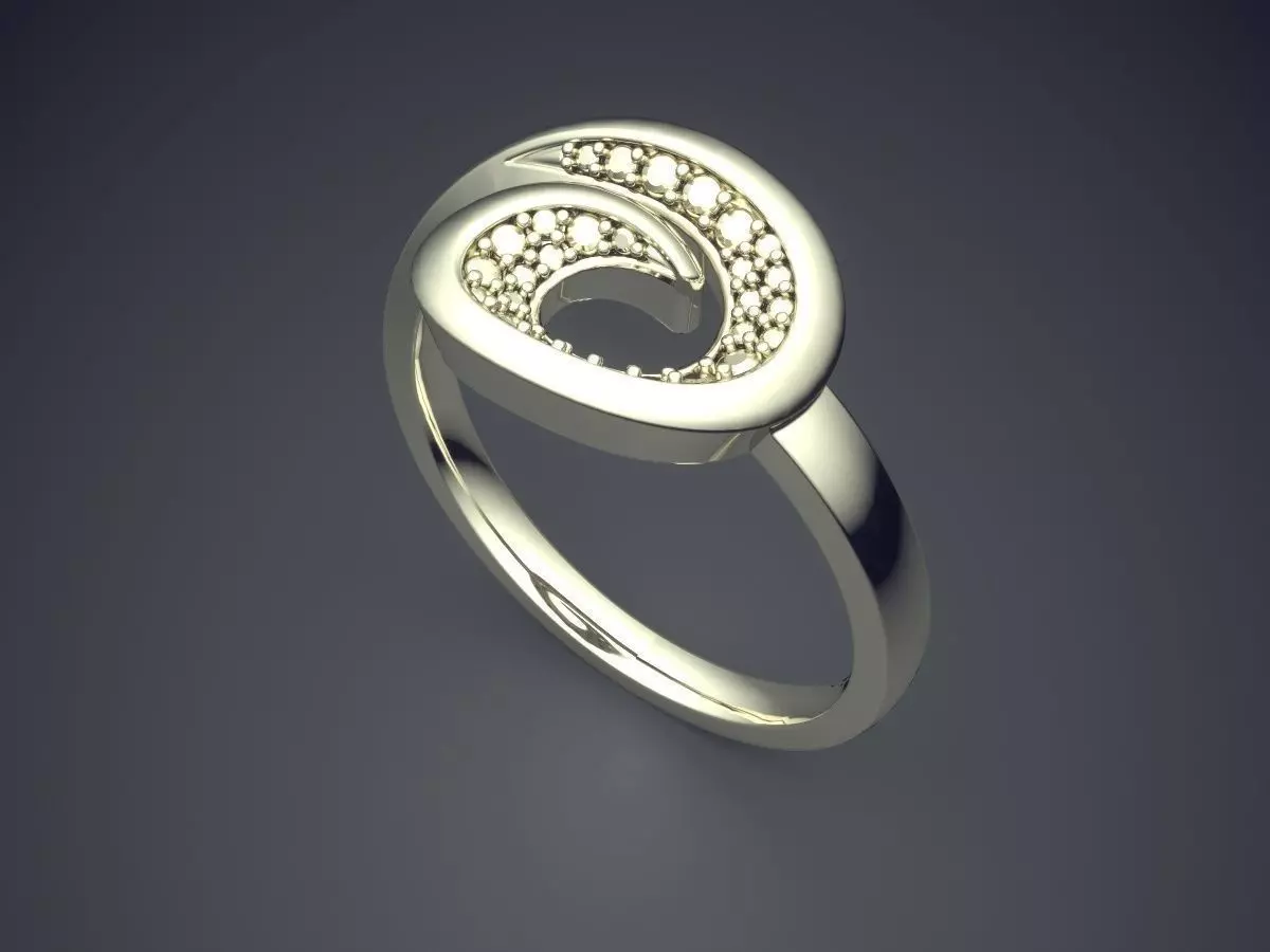 Swirl-shaped Ring CAD-6498 3D print model_1