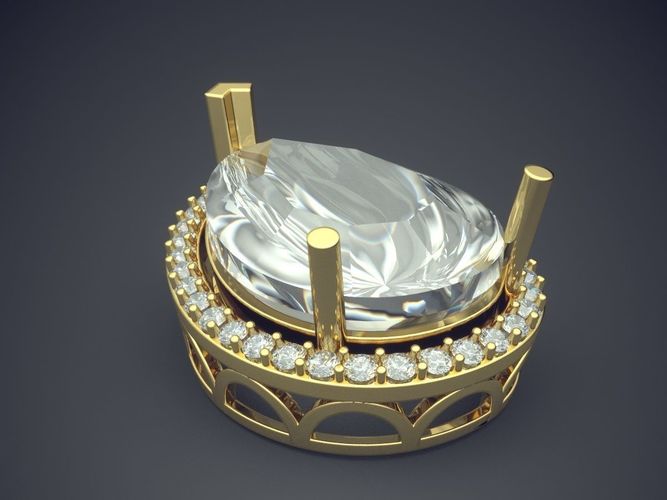 Drop Shape Pendant With Diamond CAD-6483 3D print model