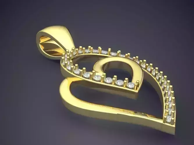 Heart Shape Pendant With Diamonds CAD-6474