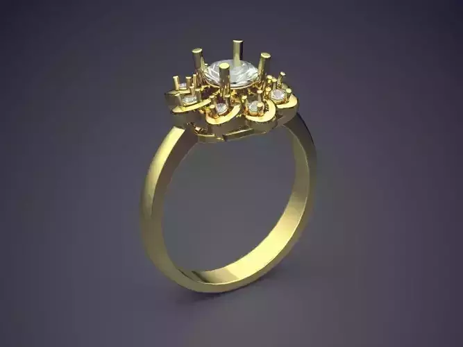 Flower-shaped Ring CAD-6467 3D print model