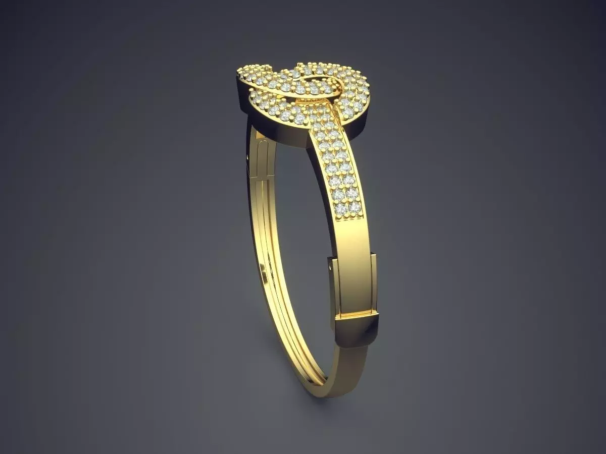 Thin Ring With Tiny Diamonds CAD-6460 3D print model_3