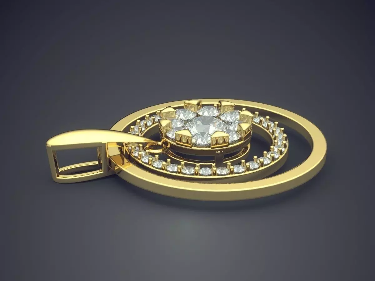 Pendant With Diamonds CAD-6452 3D print model_3