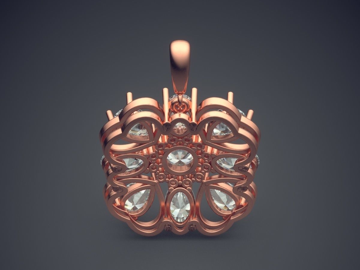 Pendant With Diamonds CAD-6426 3D print model_2
