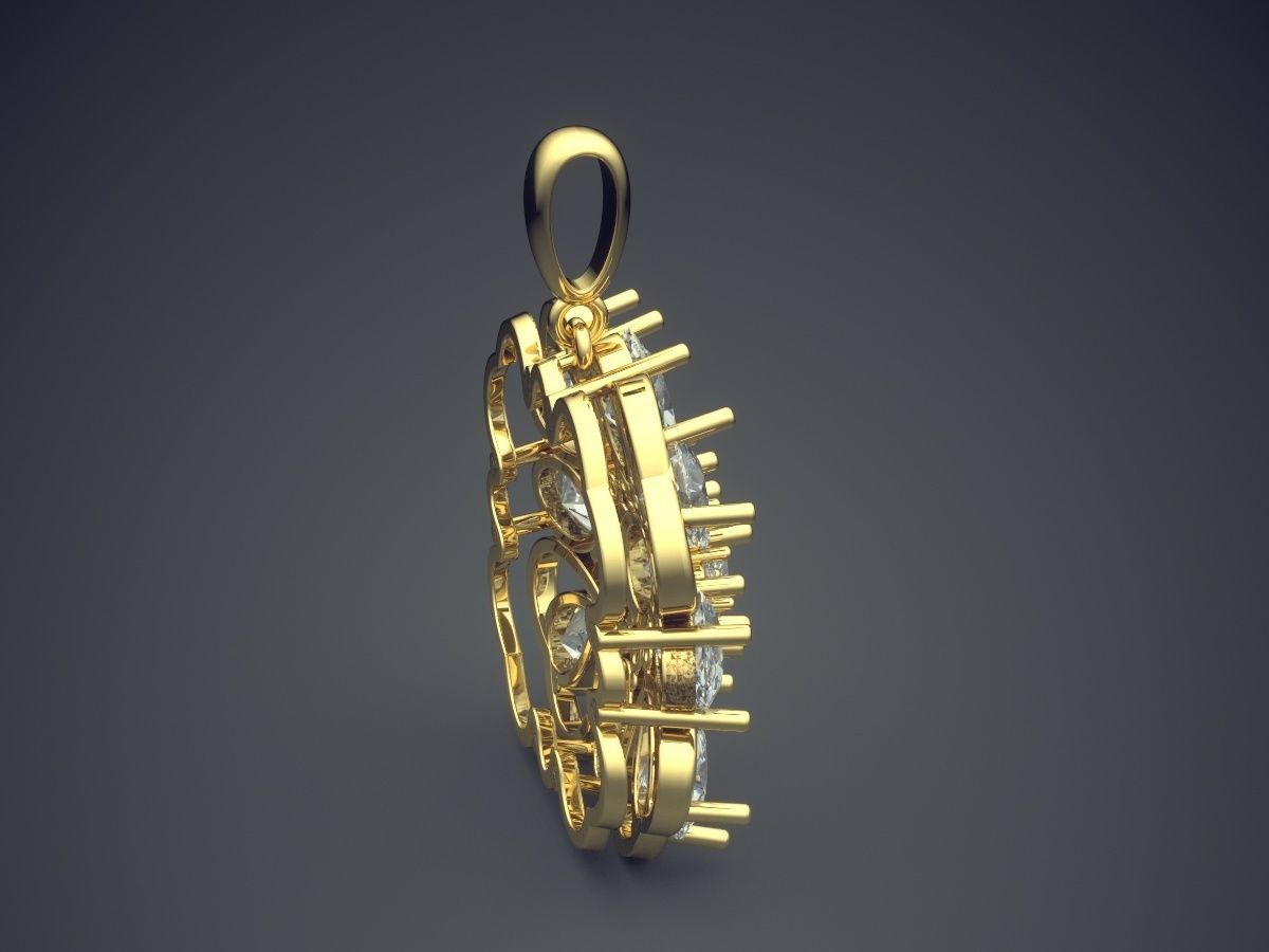 Pendant With Diamonds CAD-6426 3D print model_3