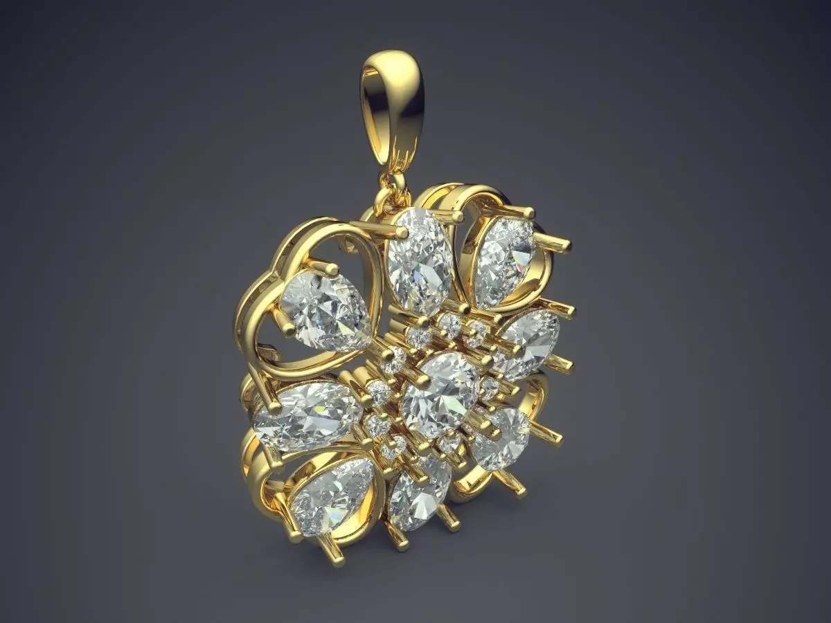 Pendant With Diamonds CAD-6426 3D print model_0