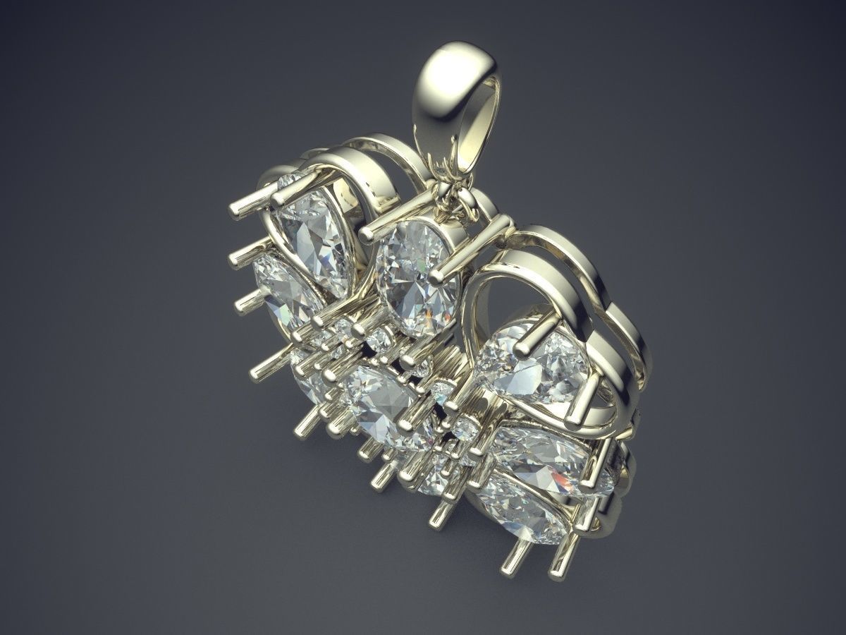 Pendant With Diamonds CAD-6426 3D print model_1