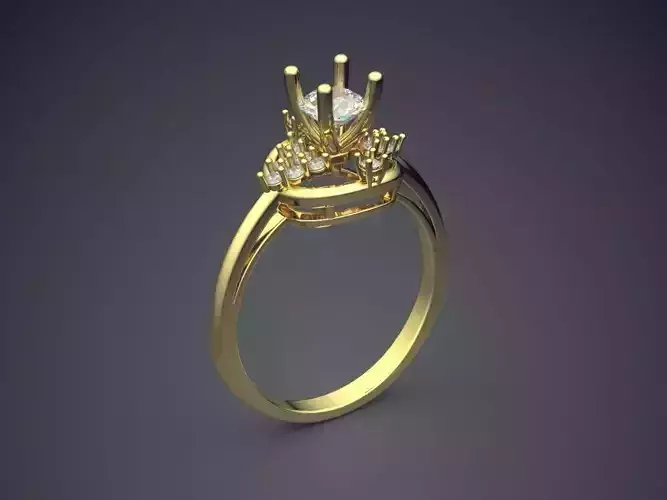 Ring With Diamonds CAD-6400 3D print model