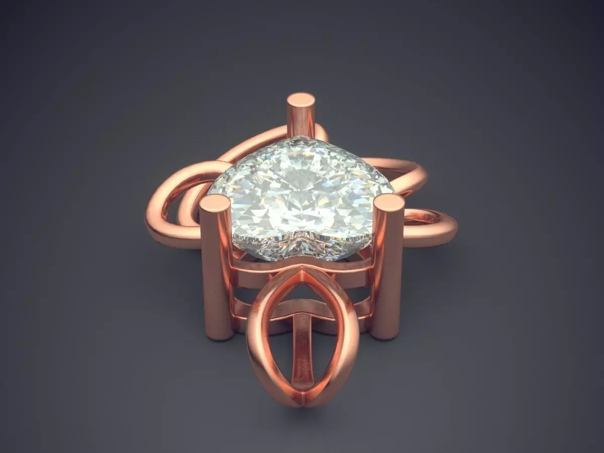 Pendant With Heart Shape Diamonds CAD-6397 3D print model_2