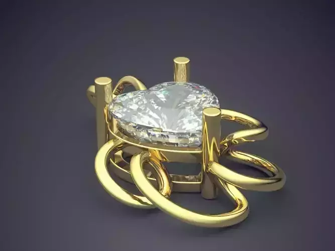 Pendant With Heart Shape Diamonds CAD-6397