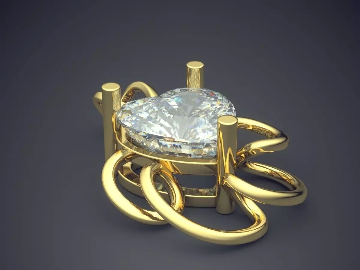 Pendant With Heart Shape Diamonds CAD-6397 3D print model_0