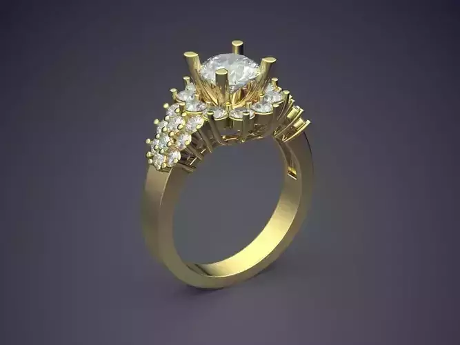 Ring With Diamonds CAD-6394 3D print model