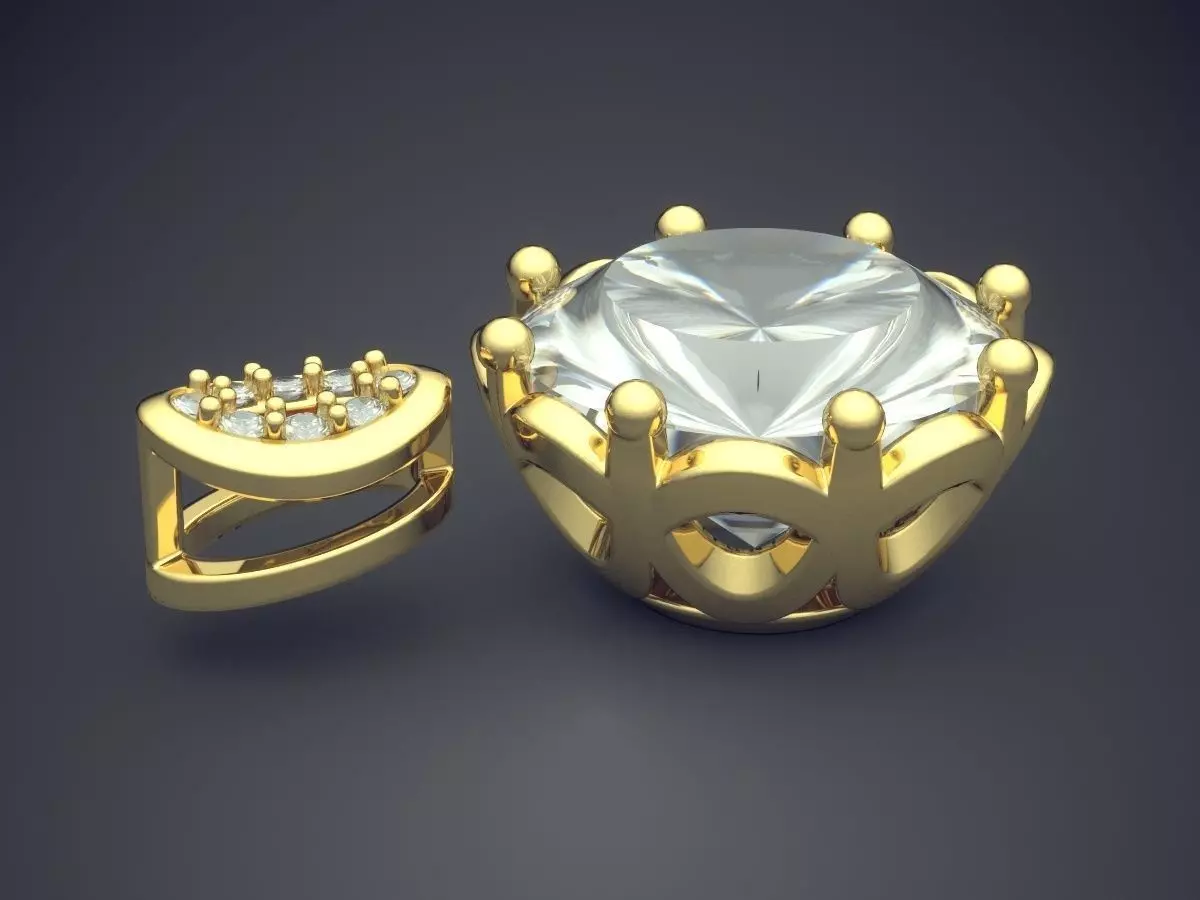 Pendant With Diamonds CAD-6391 3D print model_3