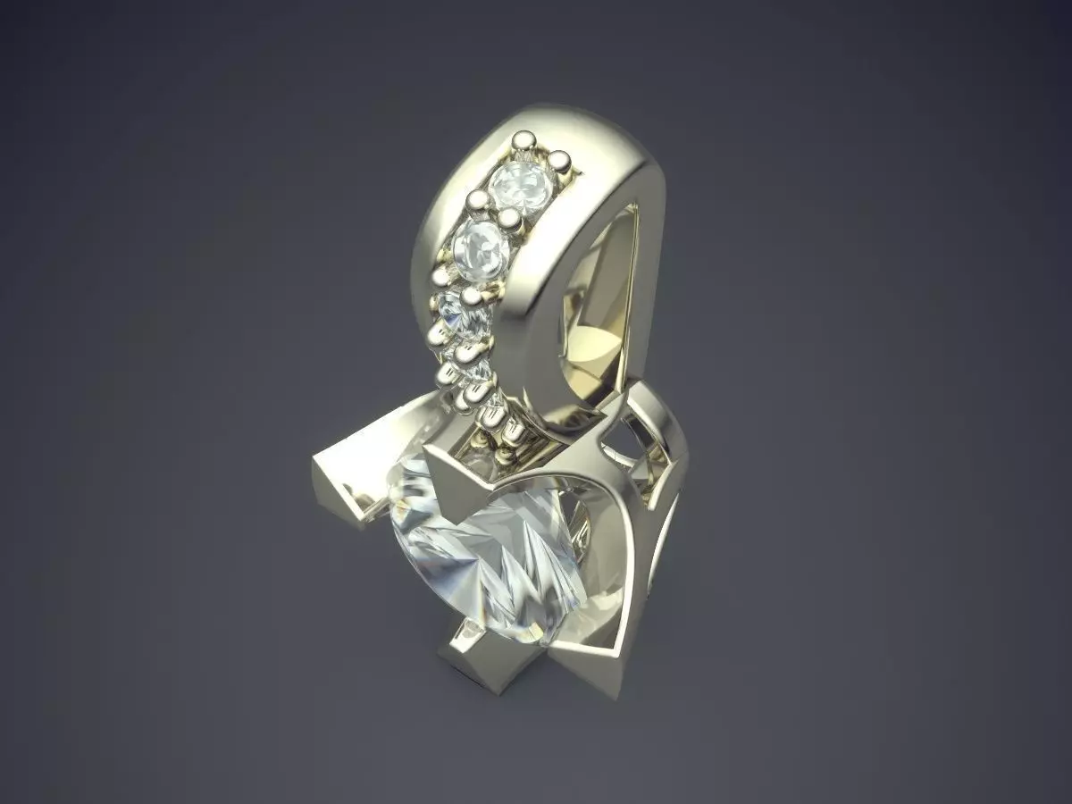 Pendant With Diamonds CAD-6386 3D print model_1