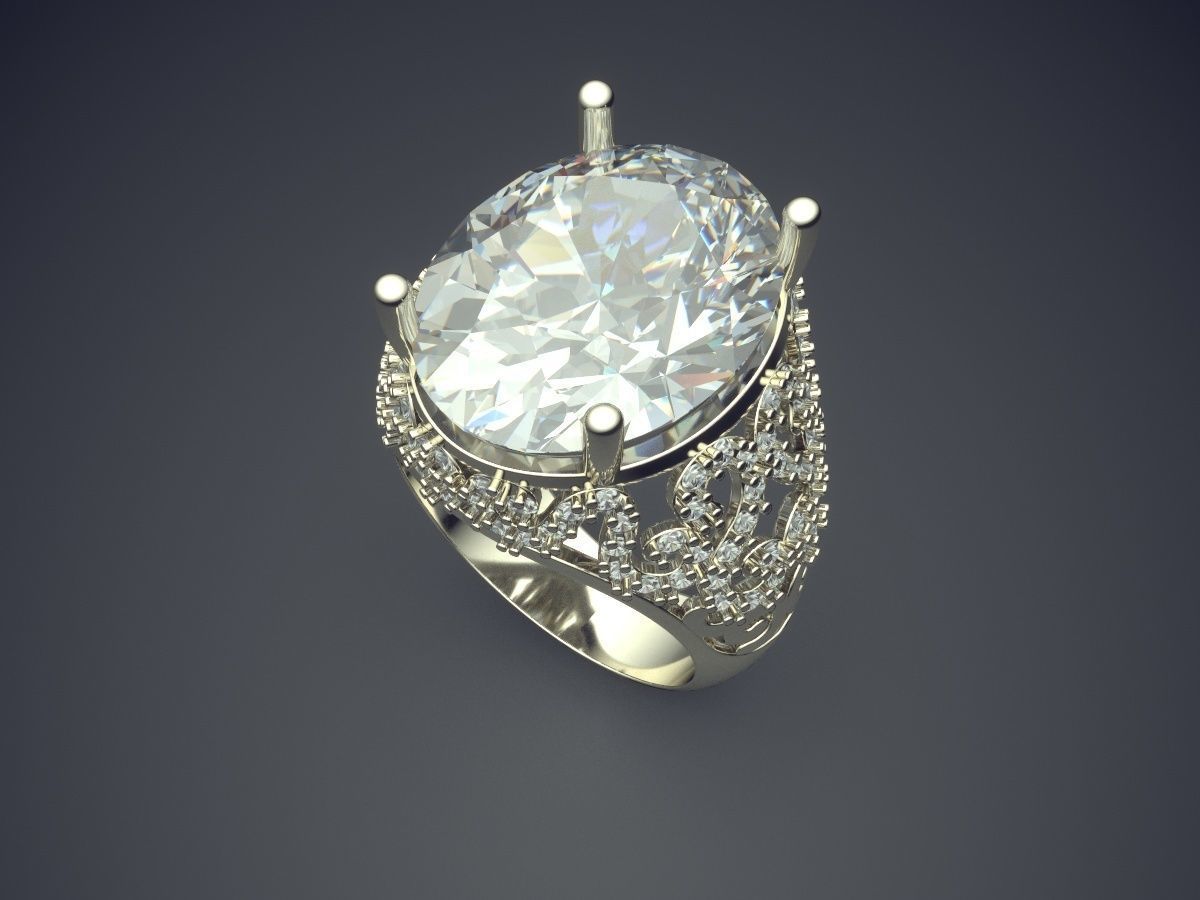 Thick Ring With Diamonds CAD-6385 3D print model_1