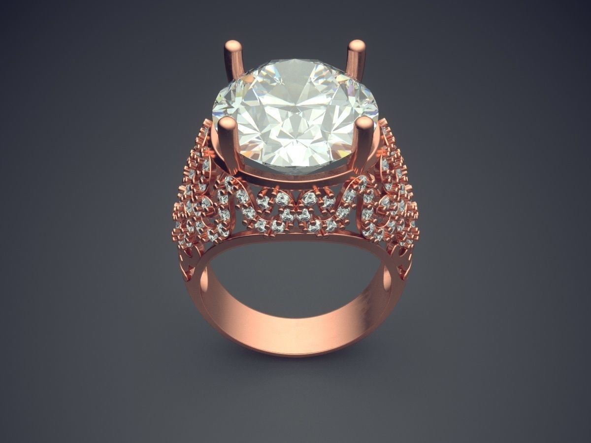 Thick Ring With Diamonds CAD-6385 3D print model_2