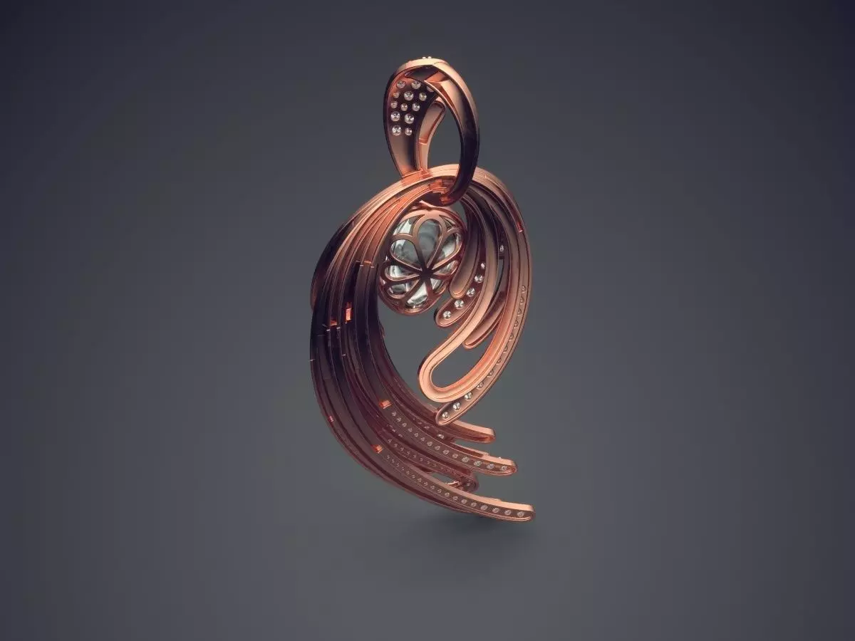 Pendant With Diamonds CAD-6343 3D print model_2