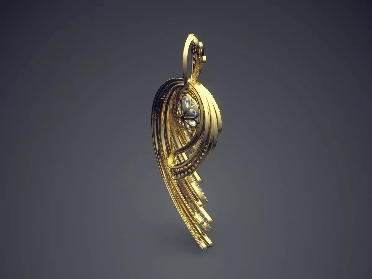 Pendant With Diamonds CAD-6343 3D print model_3