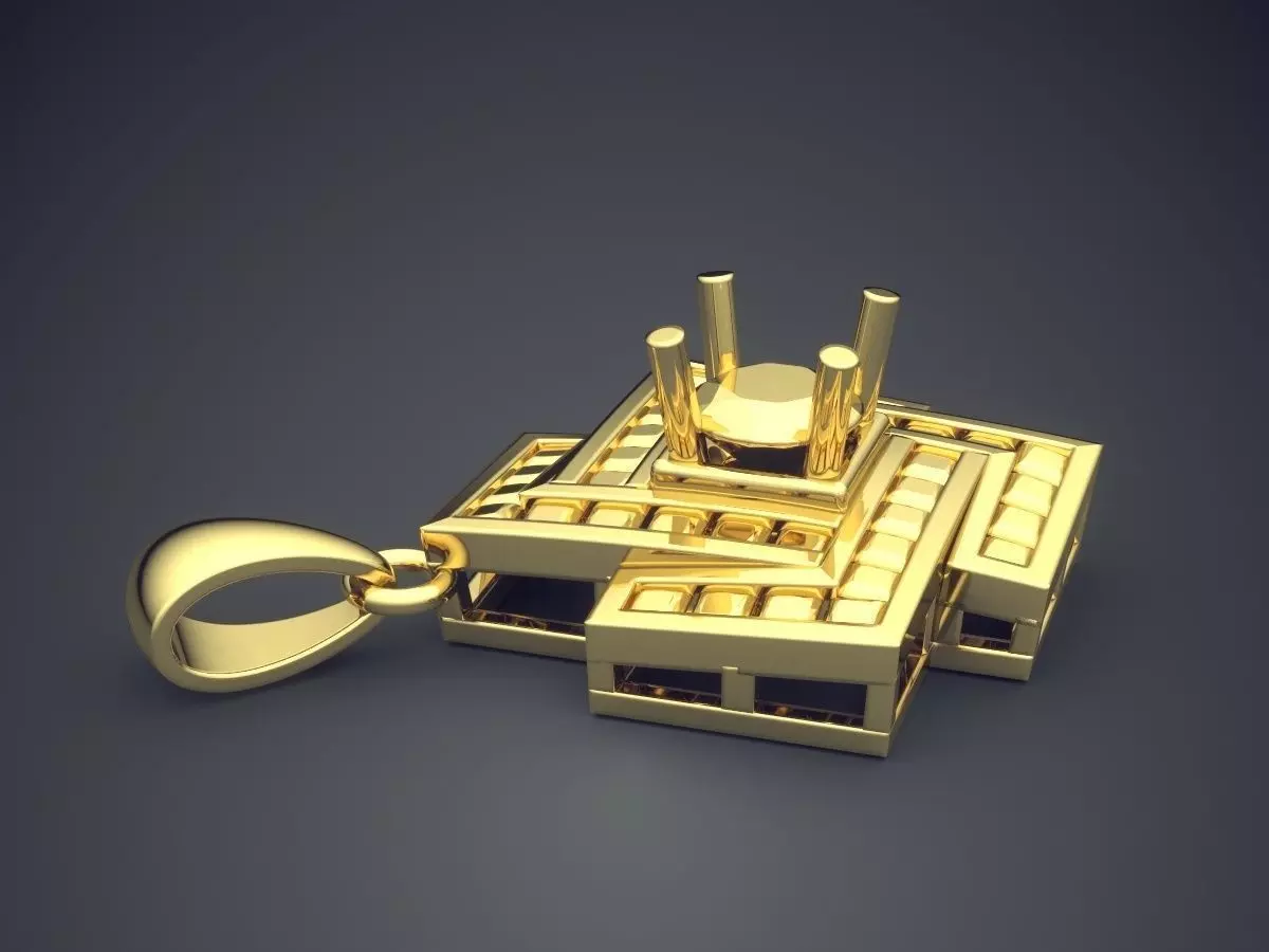 Square Shape Pendant CAD-6339 3D print model_3