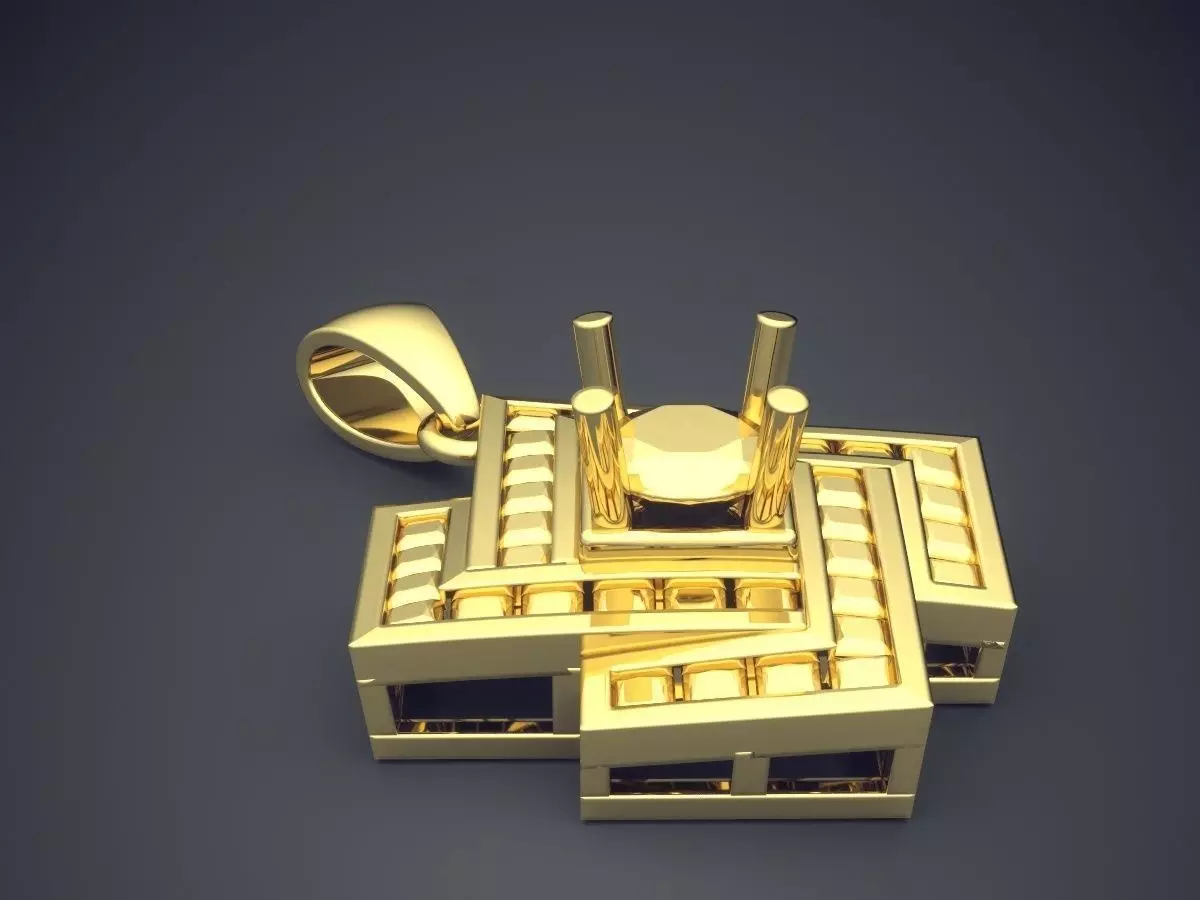 Square Shape Pendant CAD-6339 3D print model_0