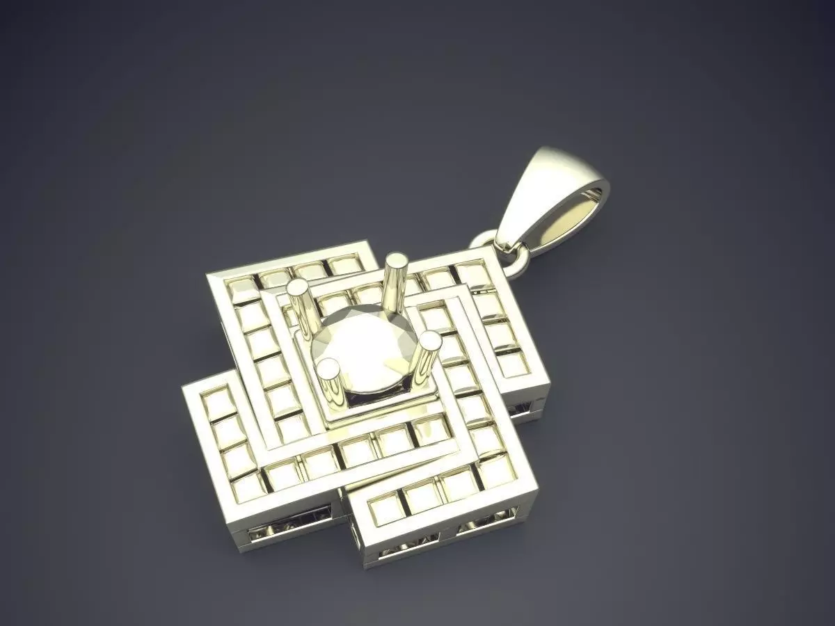 Square Shape Pendant CAD-6339 3D print model_1