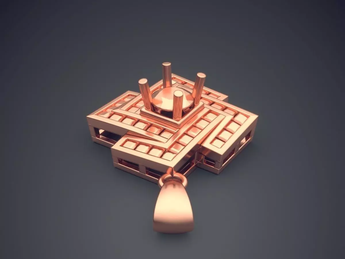 Square Shape Pendant CAD-6339 3D print model_2