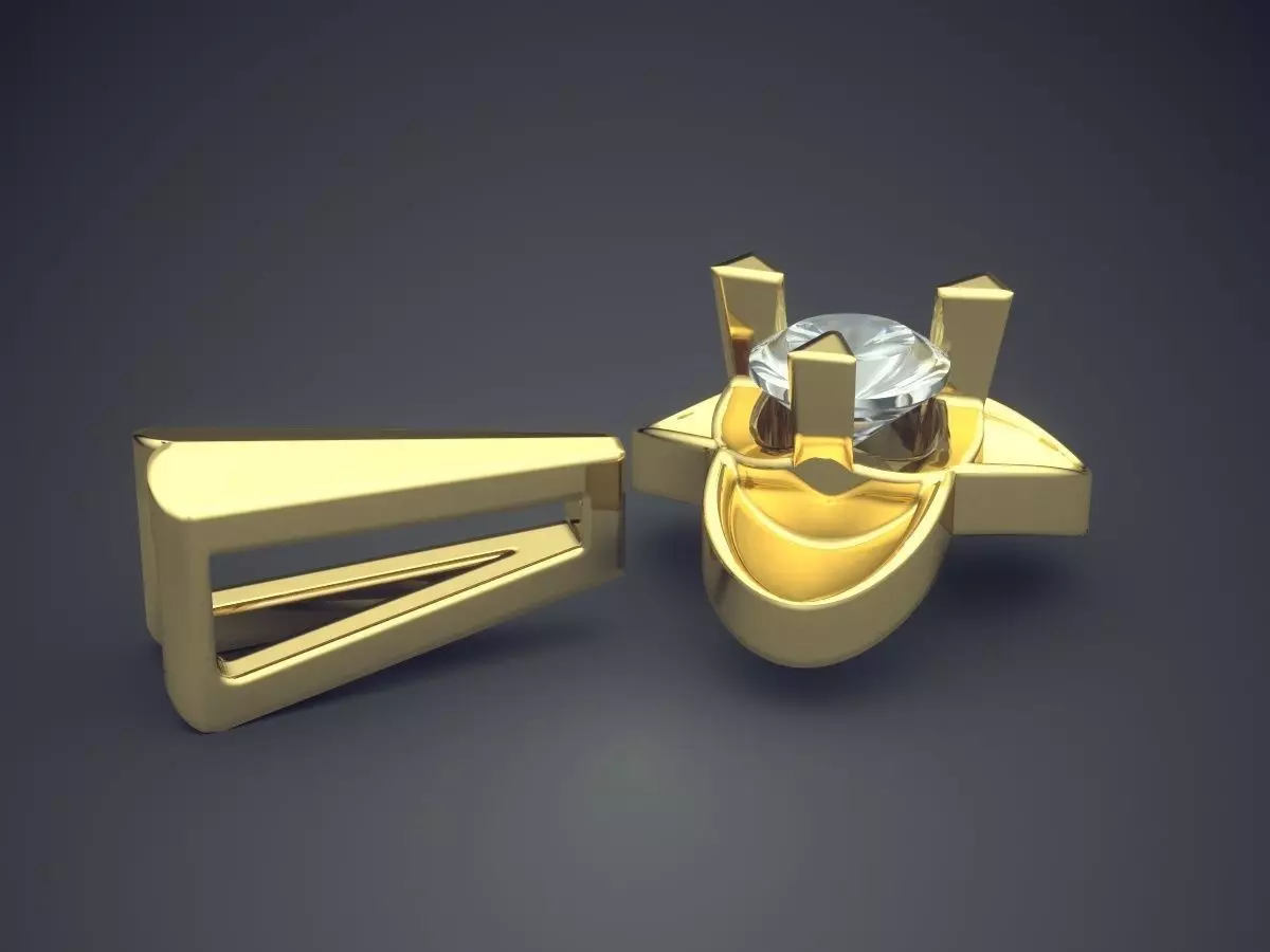 Pendant With Diamond CAD-6319 3D print model_3