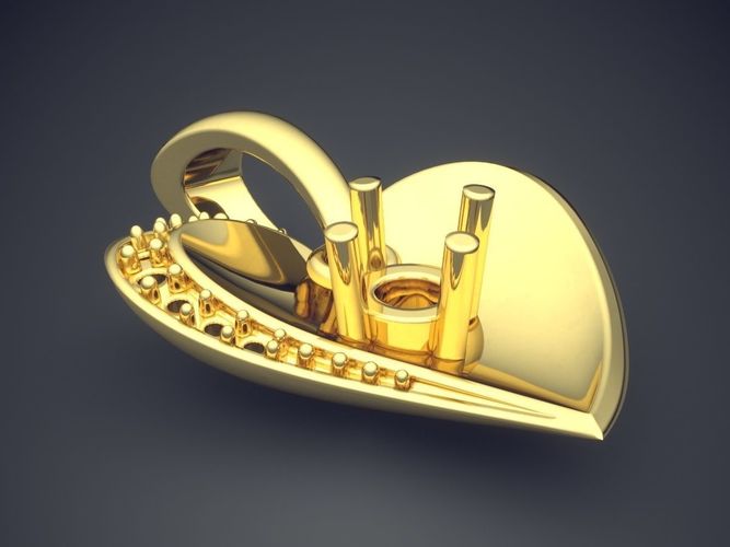 Heart Shape Pendant CAD-6317 3D print model