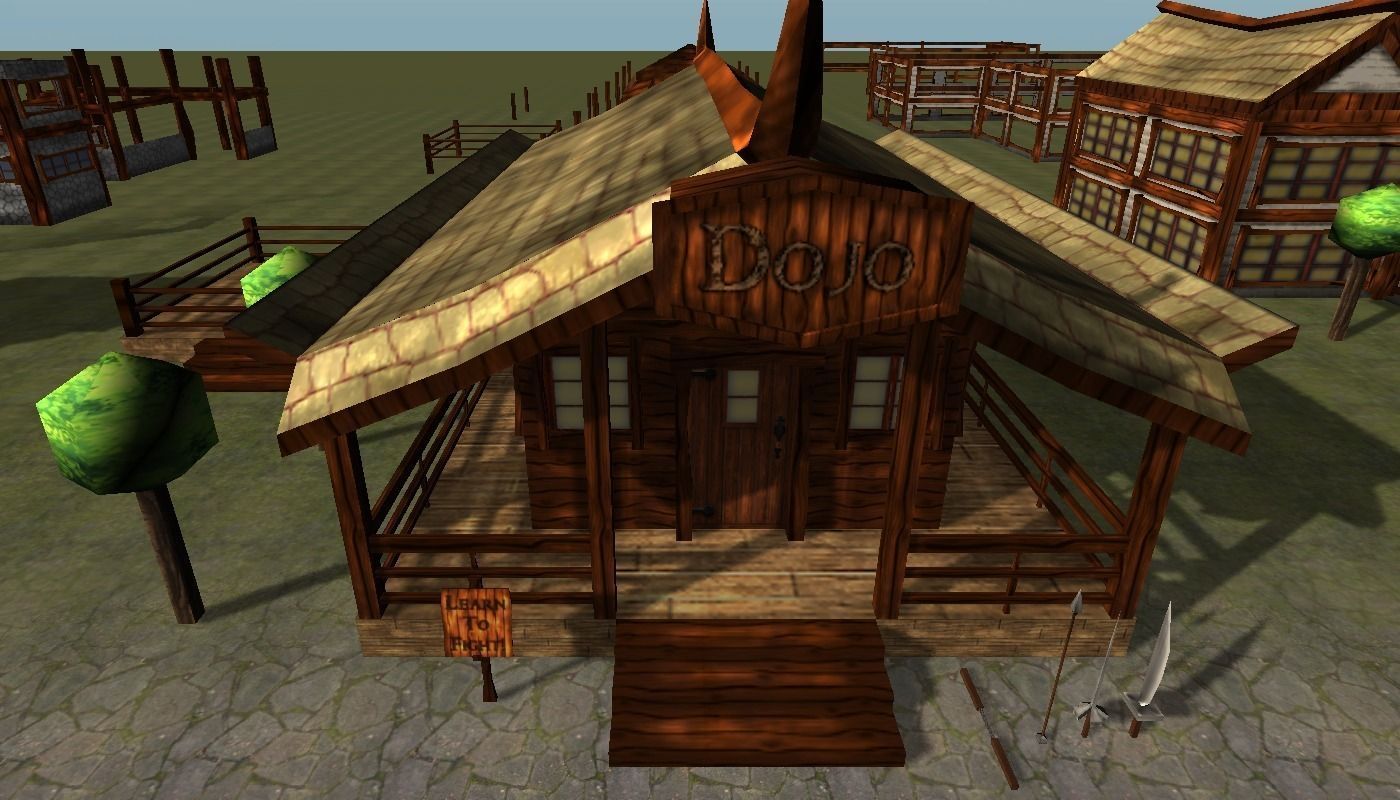 Old Style Building Set Low-poly 3D model_5