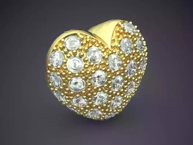 Heart Shape Pendant With Diamonds CAD-6315 3D print model