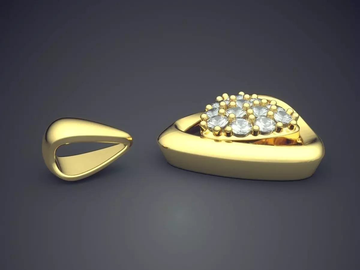 Pendant With Diamonds CAD-6313 3D print model_3