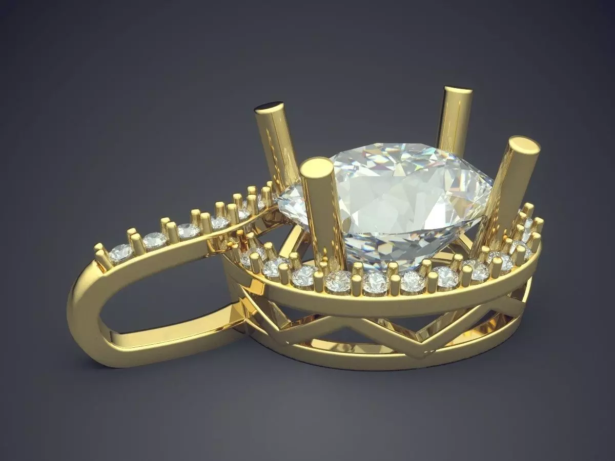 Pendant With Diamonds CAD-6306 3D print model_3