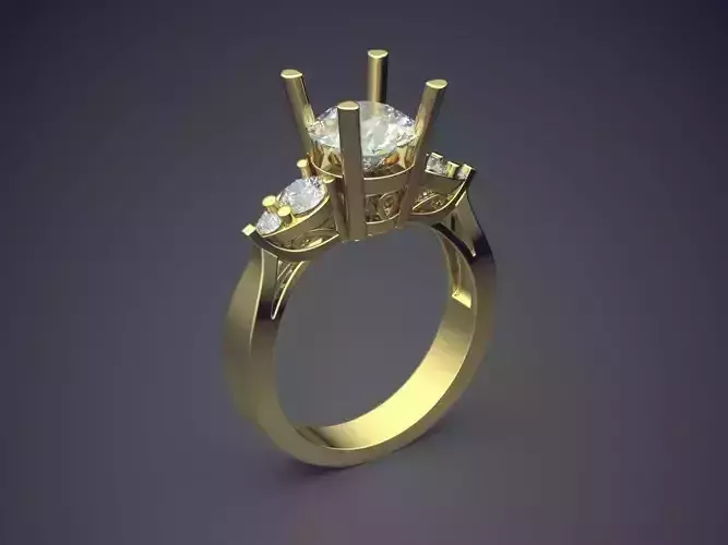 Ring With Diamonds CAD-6296 3D print model
