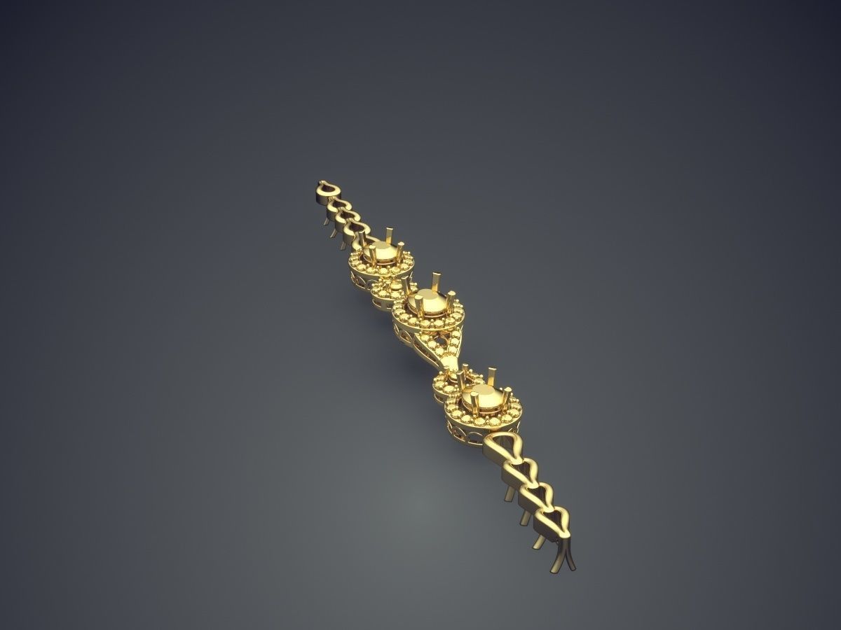 Bracelet With Diamonds CAD-6292 3D print model_3