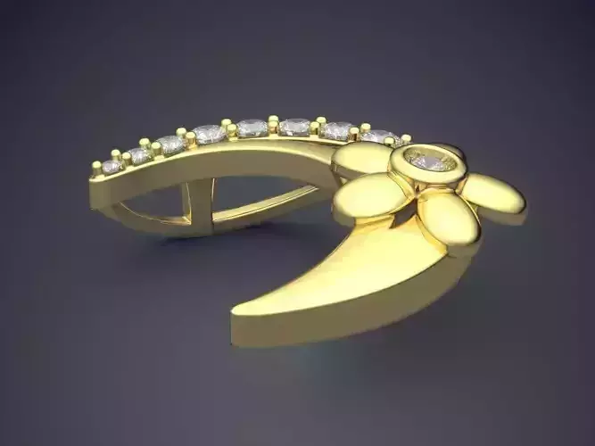 Moon Shape Pendant With Diamonds CAD-6271 3D print model