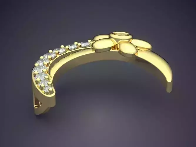 Moon Shape Pendant With Diamonds CAD-6271