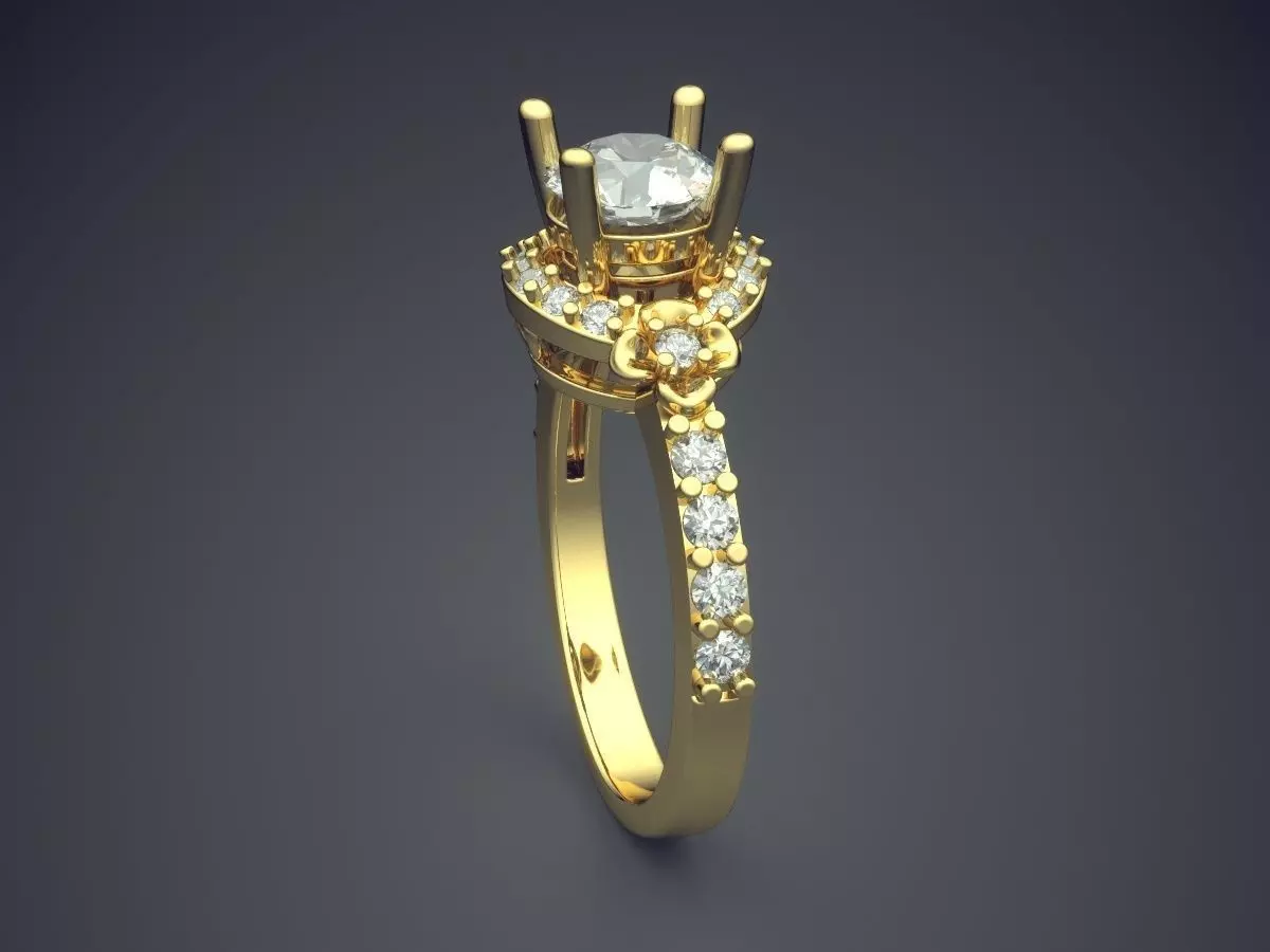 Ring With Diamonds CAD-6260 3D print model_3
