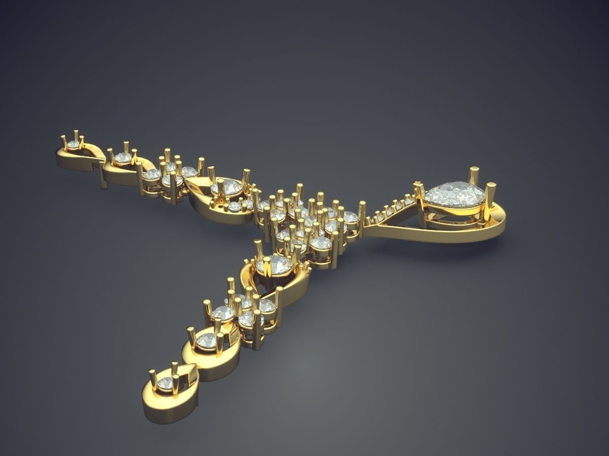 Pendant With Diamonds CAD-6259 3D print model_3