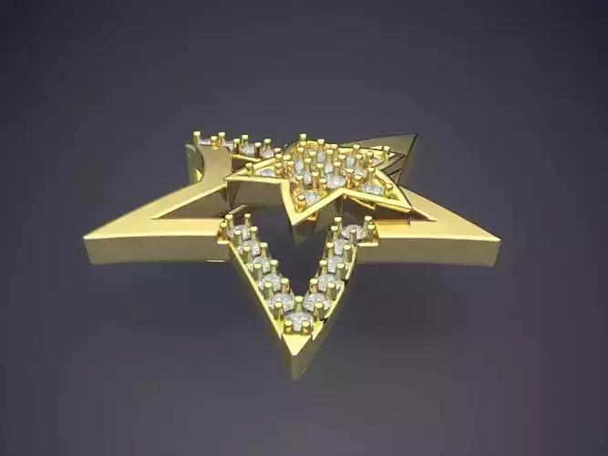 Star Shape Pendant With Diamonds CAD-6252 3D print model