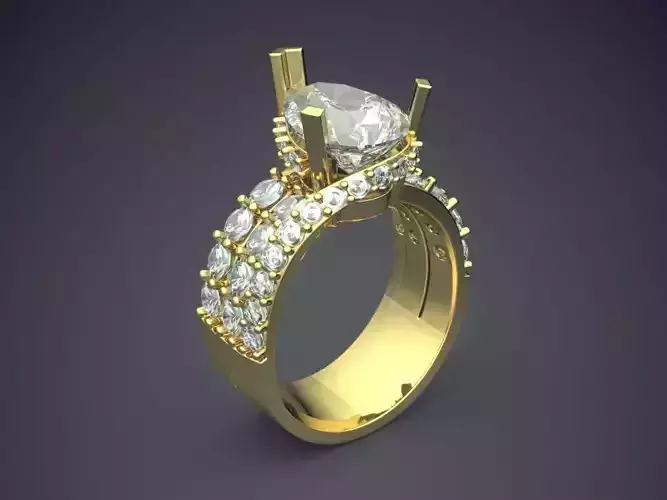 Thick Ring With Diamonds CAD-6251