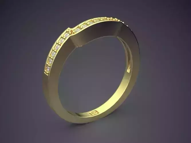Curved Ring With Tiny Diamonds CAD-6244