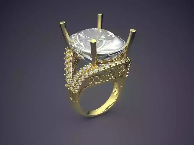 Ring With Diamonds CAD-6240 3D print model