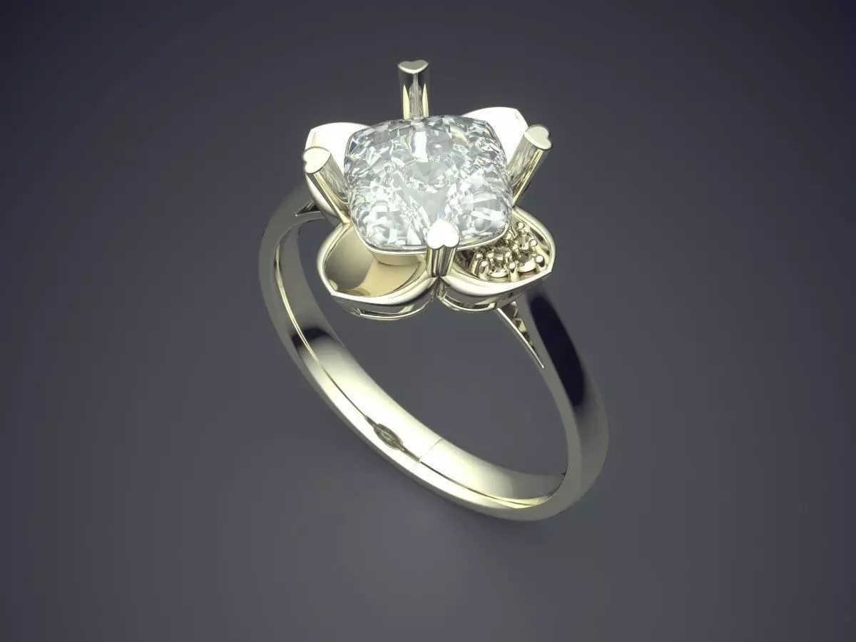 Ring With Diamond CAD-6236 3D print model_1