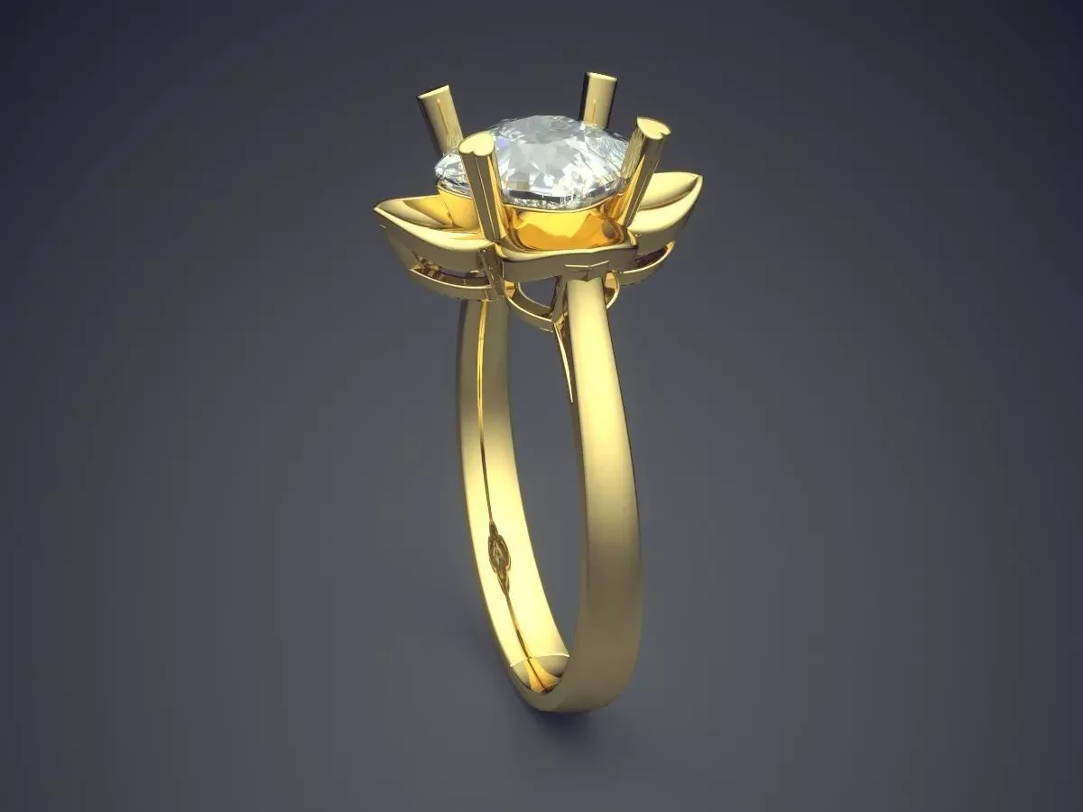 Ring With Diamond CAD-6236 3D print model_3