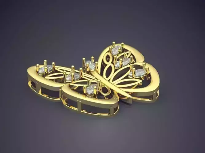 Butterfly Shape Pendant With Diamonds CAD-6235