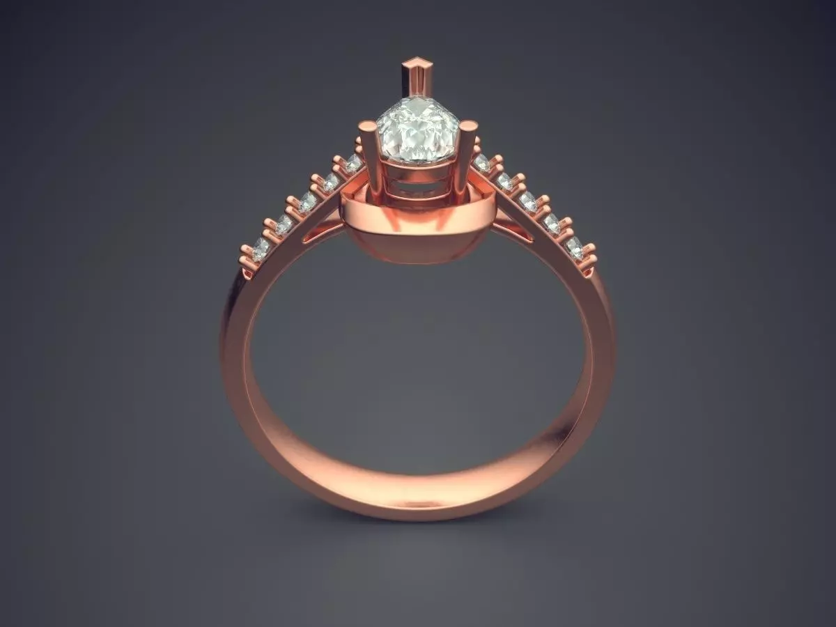 Ring With Diamonds CAD-6222 3D print model_2