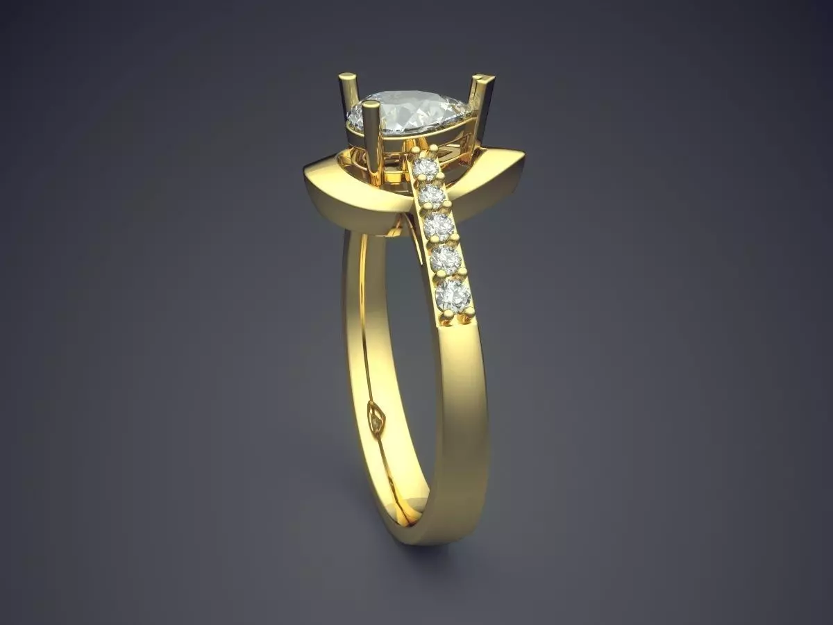 Ring With Diamonds CAD-6222 3D print model_3