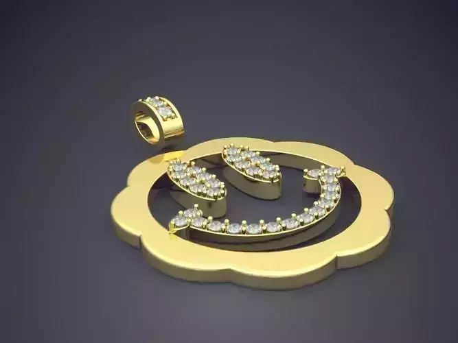 Smile Shape Pendant With Diamonds CAD-6213
