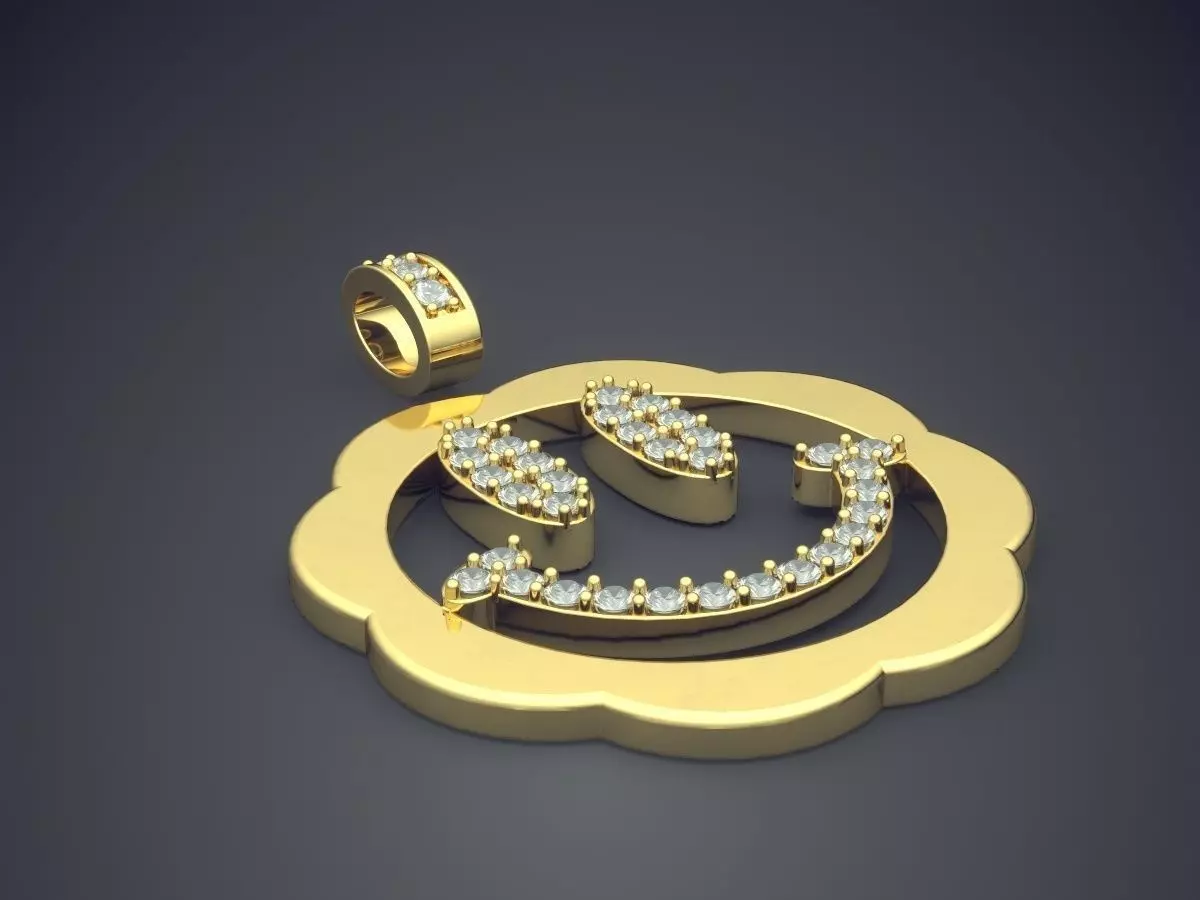 Smile Shape Pendant With Diamonds CAD-6213 3D print model_0