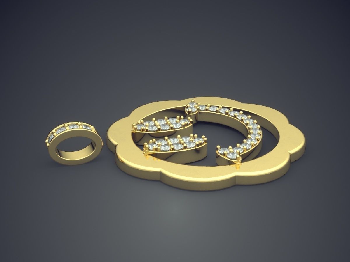 Smile Shape Pendant With Diamonds CAD-6213 3D print model_3